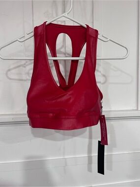 Carbon Red Shine Racerback Sports Bralette